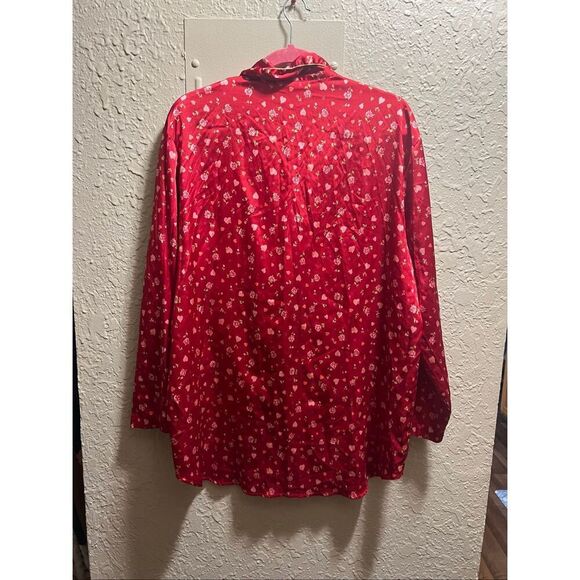 Victoria’s Secret Red With Hearts And Flowers Button Up Sleep Top Y2K Woman’s Si - Picture 12 of 15